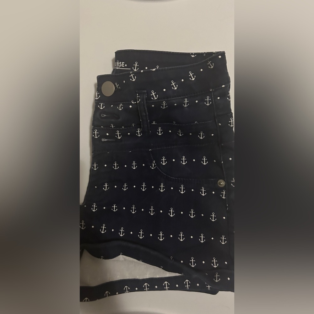 High Waisted No Boundaries Navy Colored Sailor Inspired Button fly short